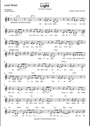 Light from Next to Normal Sheet Music for Soprano, Alto, Tenor, Bass ...