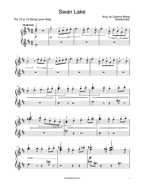 Swan Lake by Tchaikovsky on 12 String Lever Harp (Arr. Corinna Wong) (Harp)