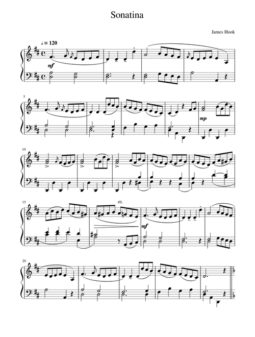 James Hook Sonatina in D-Major