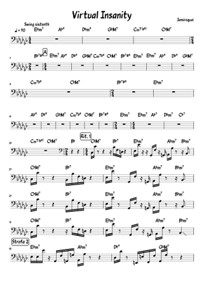 Virtual Insanity - Jamiroquai Sheet Music and Tab with Chords for