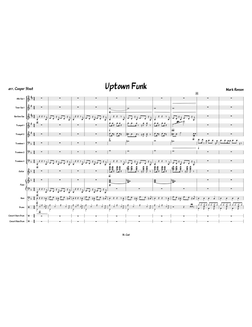 Uptown Funk ( Jazz Ensamble ) UPDATED Sheet Music for Piano, Trombone ...