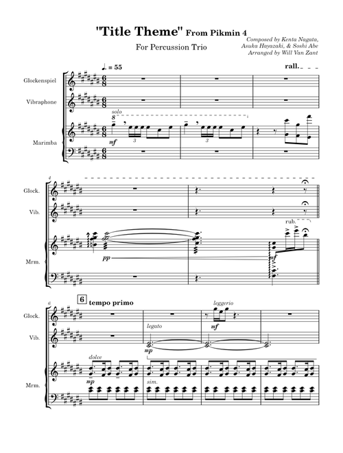 Pikmin 4 Title Theme for Percussion Trio