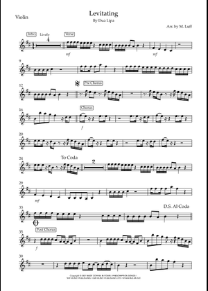 Play Official version of Levitating Sheet Music by Dua Lipa for Violin ...