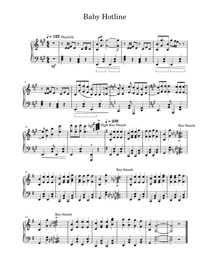 Baby hotline Jack Stauber piano tutorial