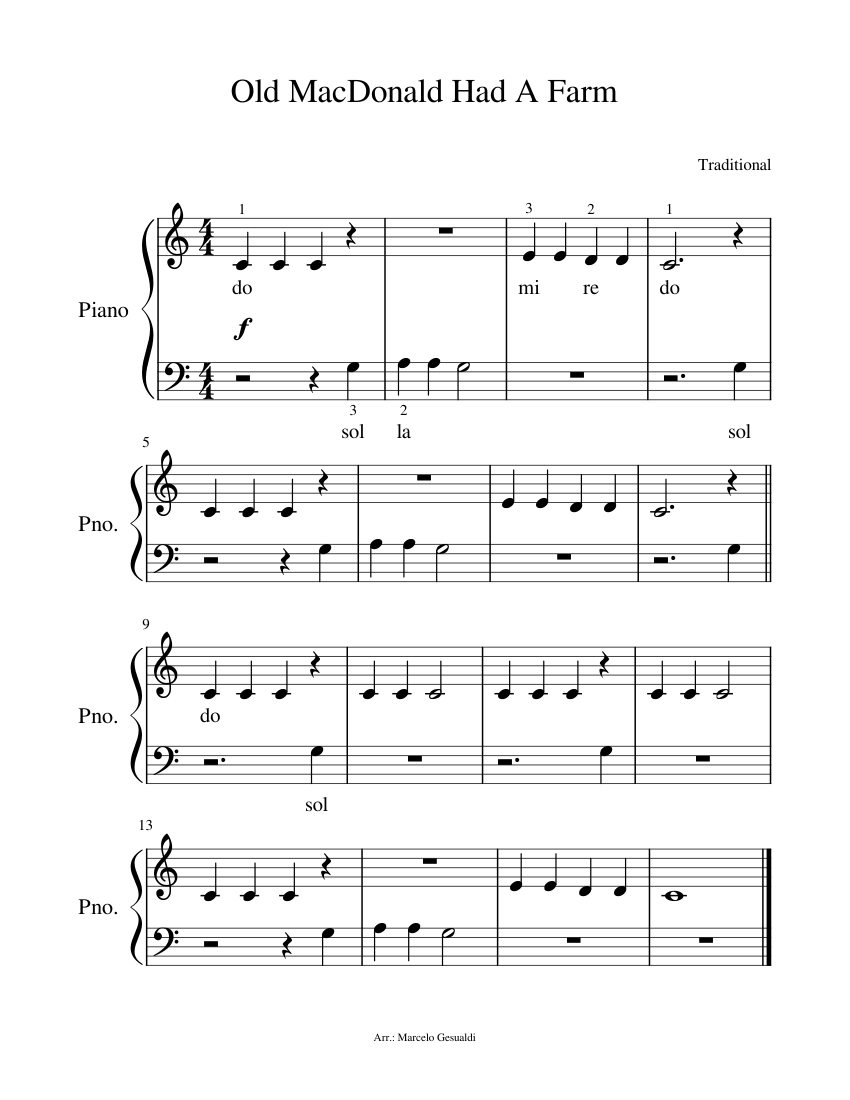 Old MacDonald Had a Farm very begginer version Sheet music for Piano Solo Easy Musescore