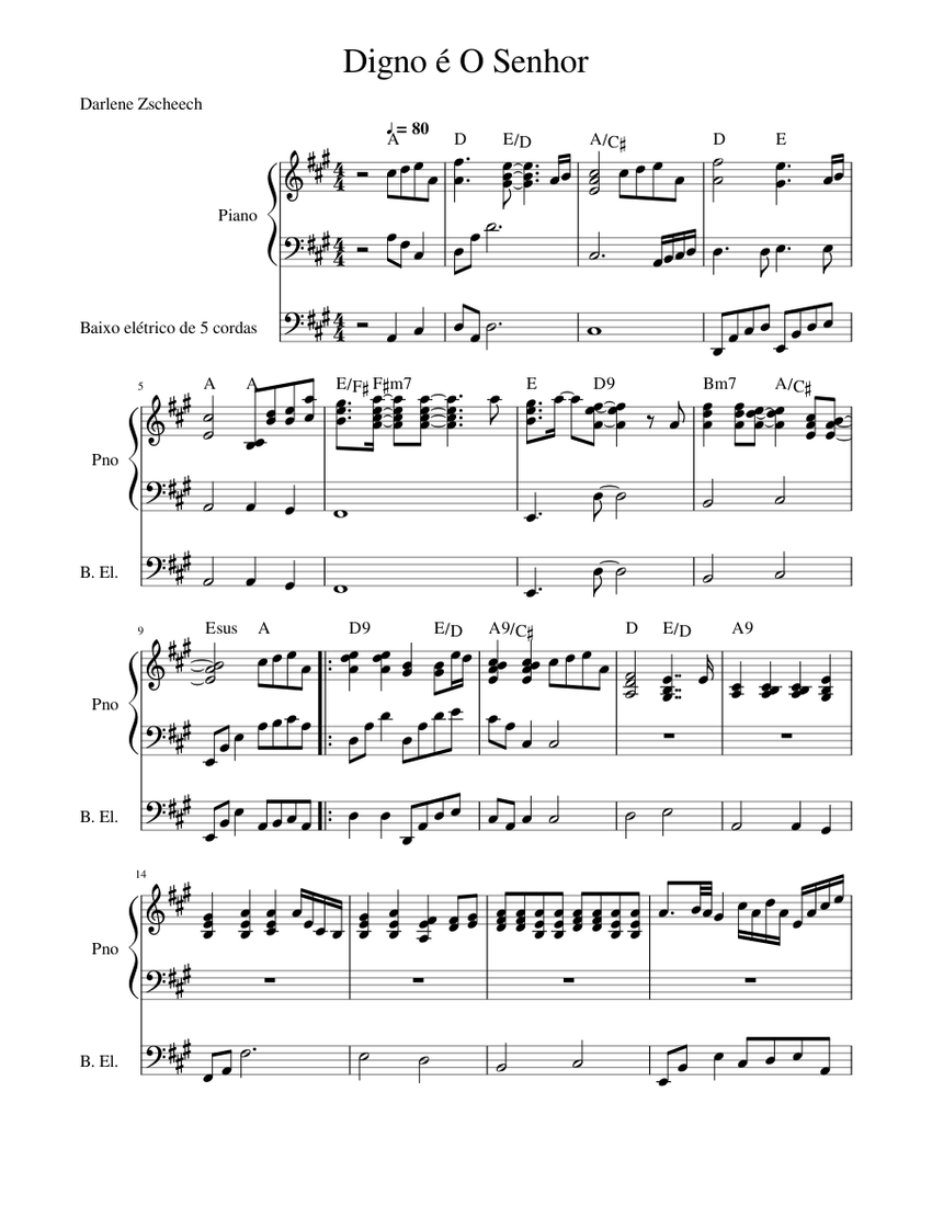 Digno é O Senhor Sheet Music for Piano (Solo) | MuseScore.com