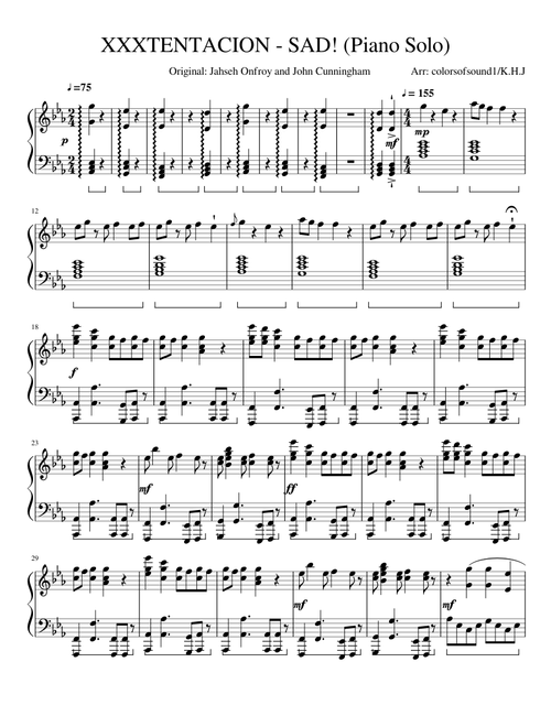 XXXTENTACION - SAD! (Piano Solo)