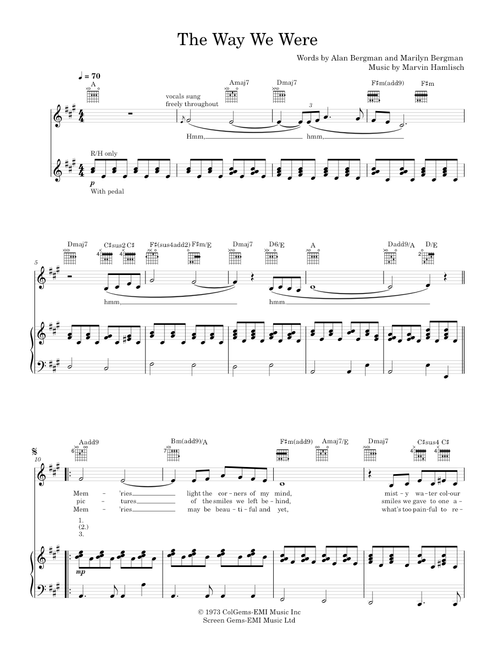 The way we were - Barbra Streisand (Piano-Voice)