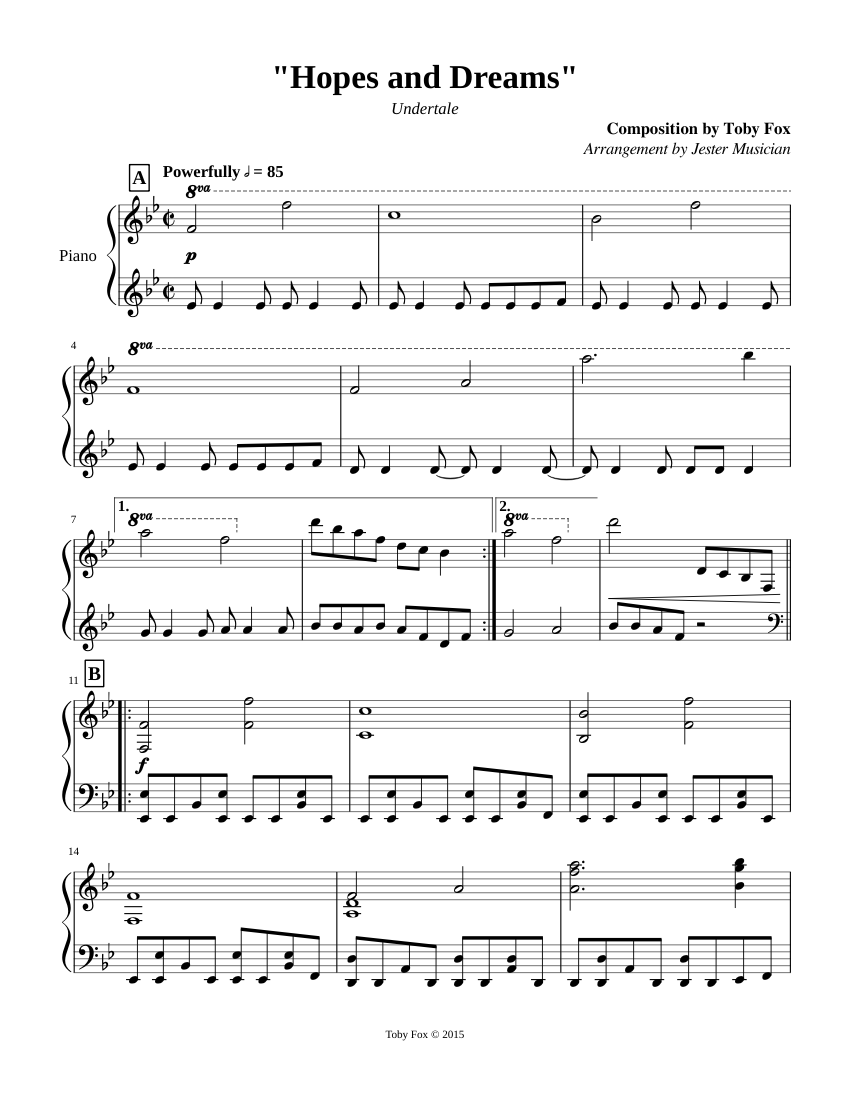 Undertale Hopes and Sheet for Piano (Solo) | Musescore.com