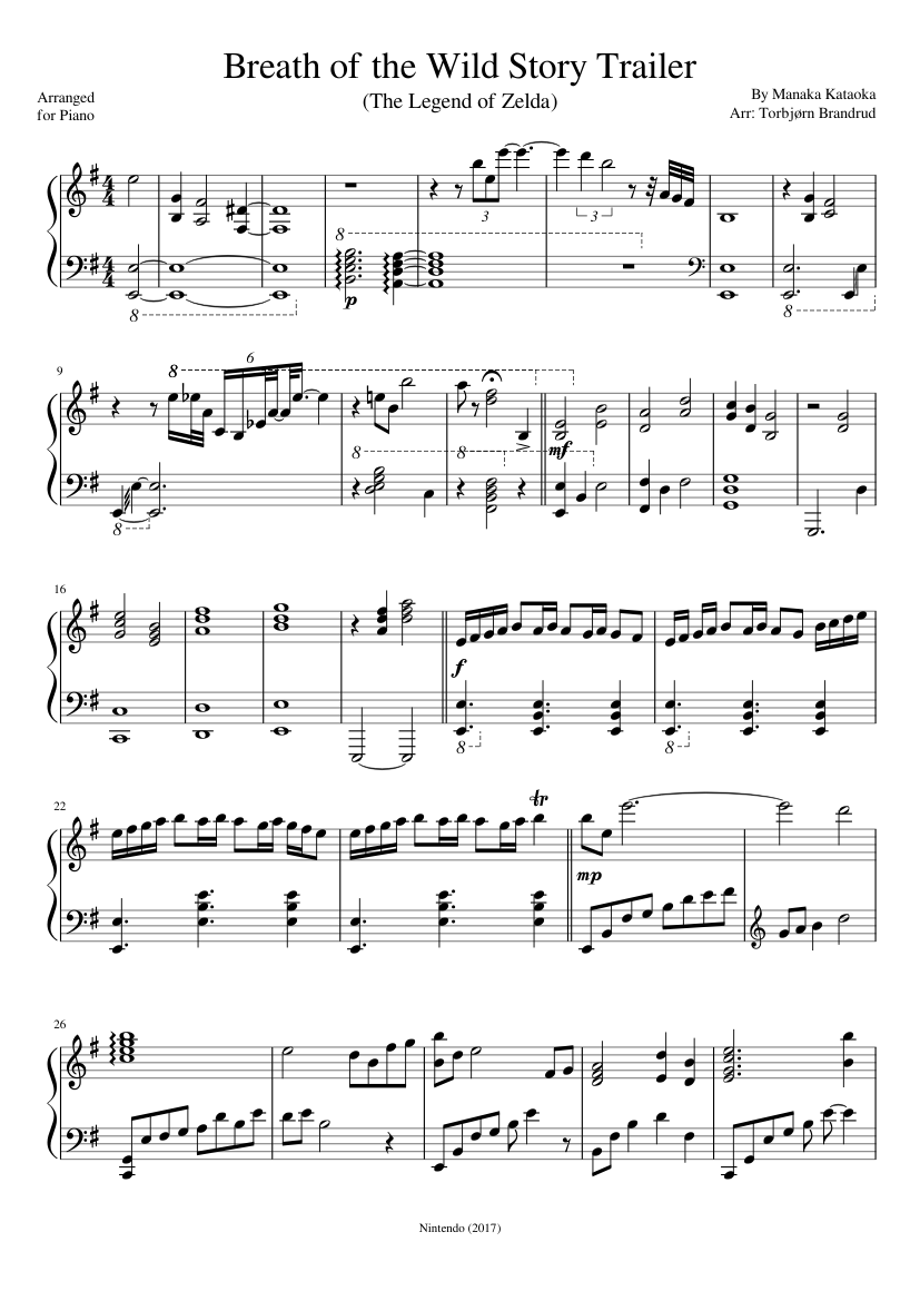 web Nuez Beca Breath of the Wild Story Trailer (The Legend of Zelda) Sheet music for Piano  (Solo) | Musescore.com