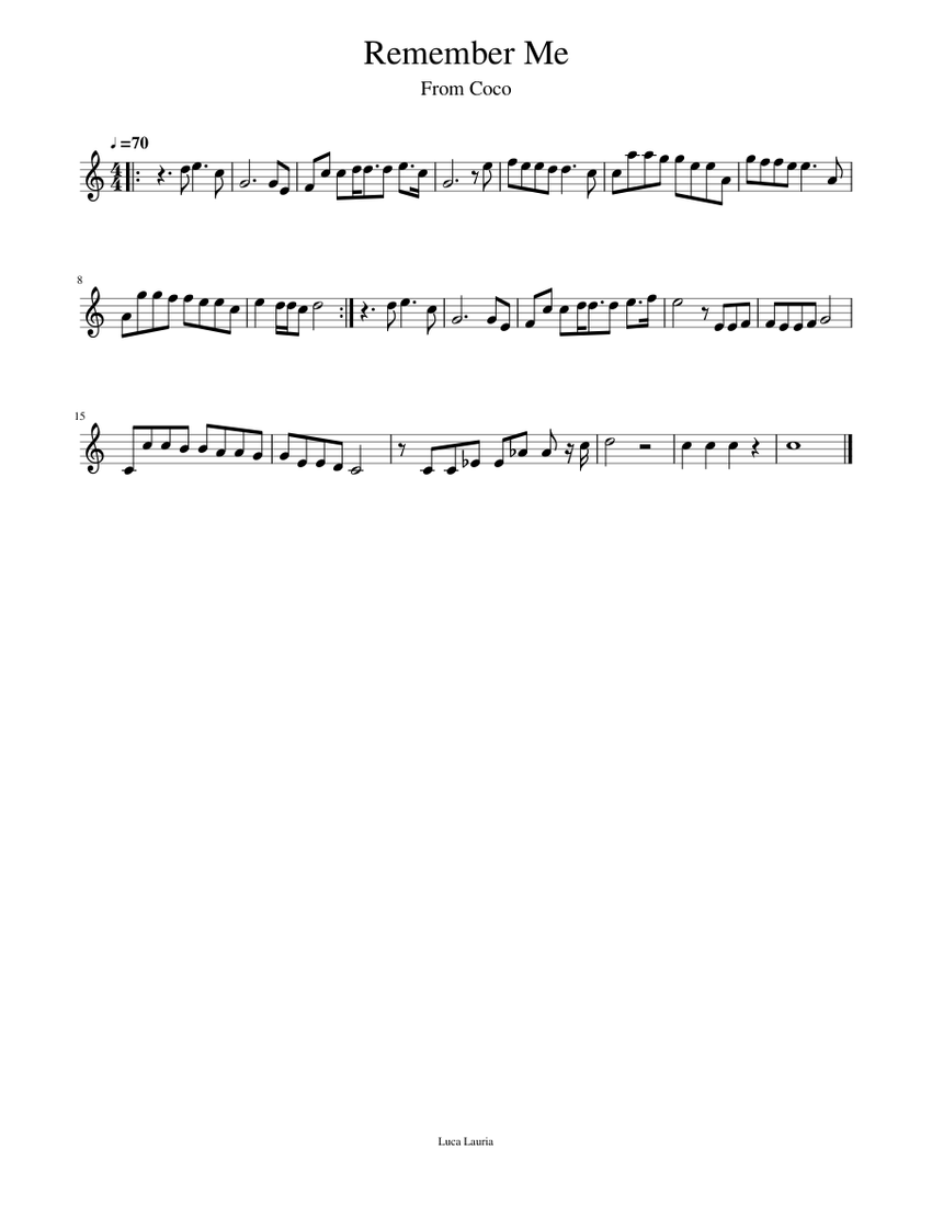 Remember Me ( from Coco) Sheet music for Violin (Solo)