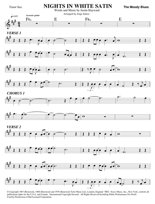 Nights In White Satin (Arr. Jorge Juárez) - The Moody Blues (Tenor Sax Solo)