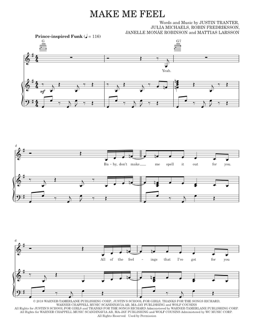 Make Me Feel - Janelle Monae (Piano-Vocal-Guitar)