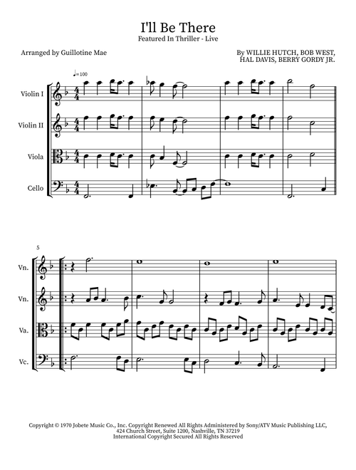 I'll Be There (Arr. Guillotine Mae) - The Jackson 5 (Small Ensemble)