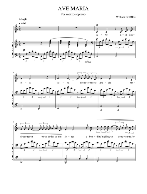 Ave Maria (William Gomez) for mezzo-soprano (in C-dur)