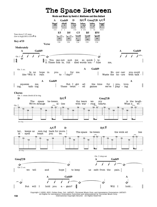 The Space Between - Dave Matthews Band (Guitar Lead Sheet)