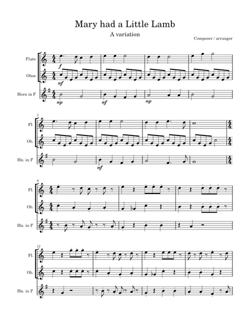 Mary had a little lamb – Misc Traditional