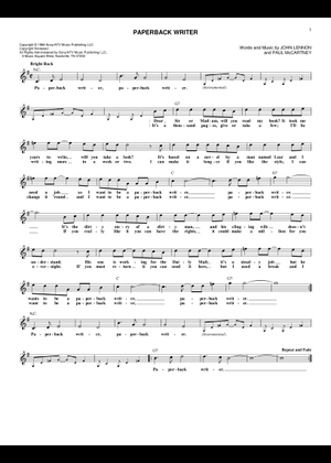 Play Official version of Paperback writer Sheet Music by The Beatles ...
