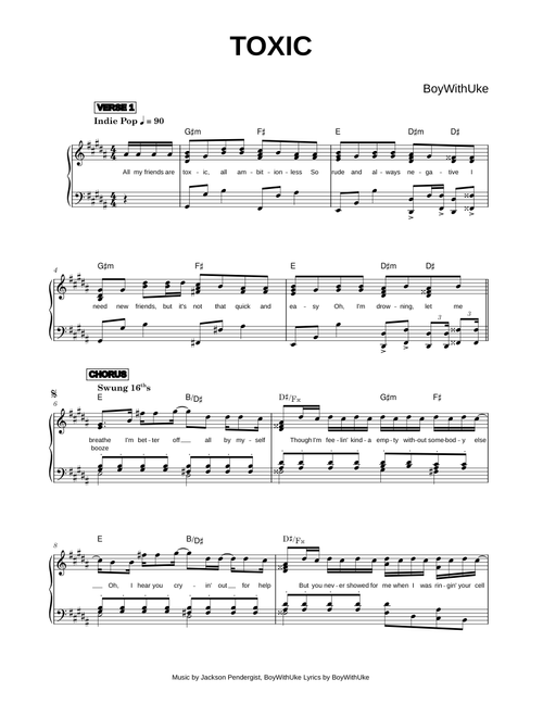 Toxic - BoyWithUke (Piano)