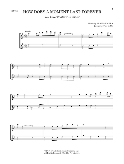 How Does A Moment Last Forever (from Beauty And The Beast) - Celine Dion (Flute Duet)