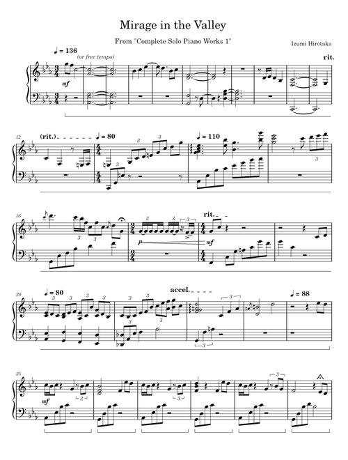 Izumi Hirotaka - Complete Solo Piano Works 1 sheet music by