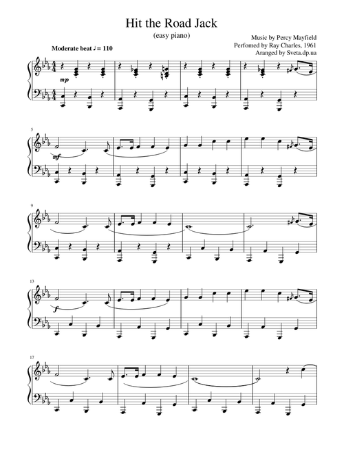 Hit the Road Jack (easy piano)