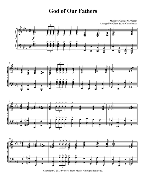 God Of Our Fathers (Arr. Glenn & Jan Christianson) - George W. Warren (Piano Solo)