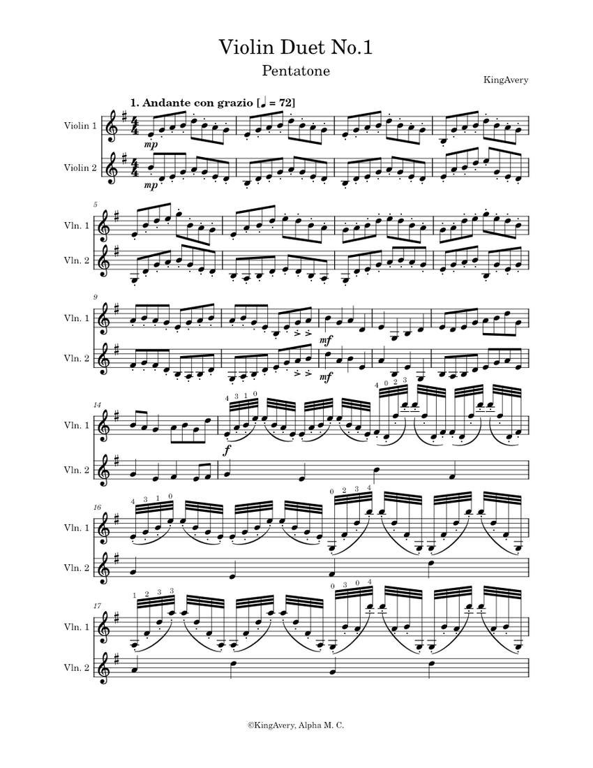 Violin Duet No.1 Sheet music for Violin (String Duet) | Musescore.com