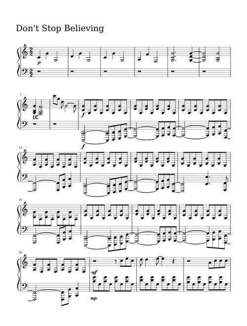 Dont Stop Believing in c major