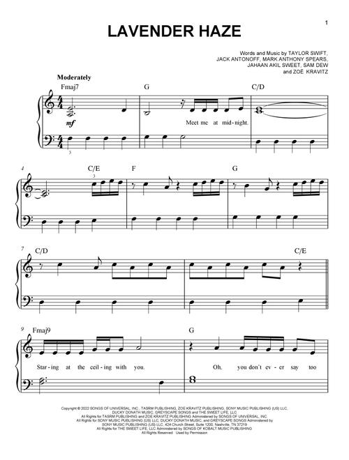 Lavender Haze - Taylor Swift (Easy Piano)