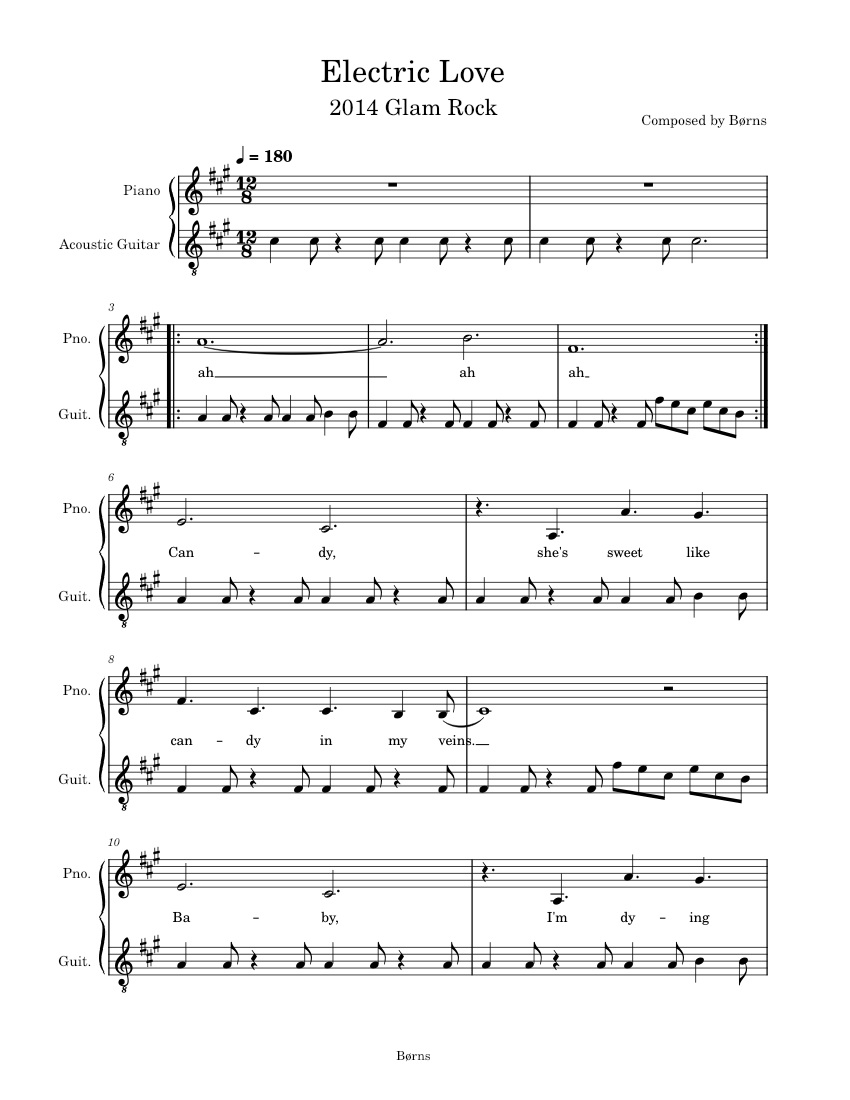 Electric Love Sheet music for Piano, Guitar (Mixed Duet)