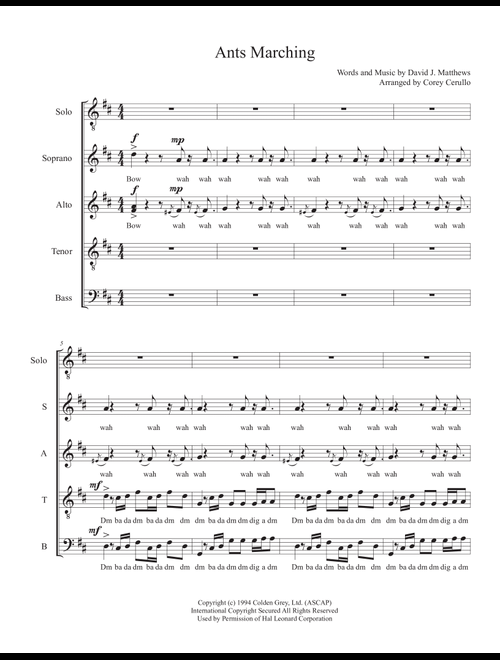 Ants Marching (Arr. Corey Cerullo) - Dave Matthews Band (Choral, SATB)