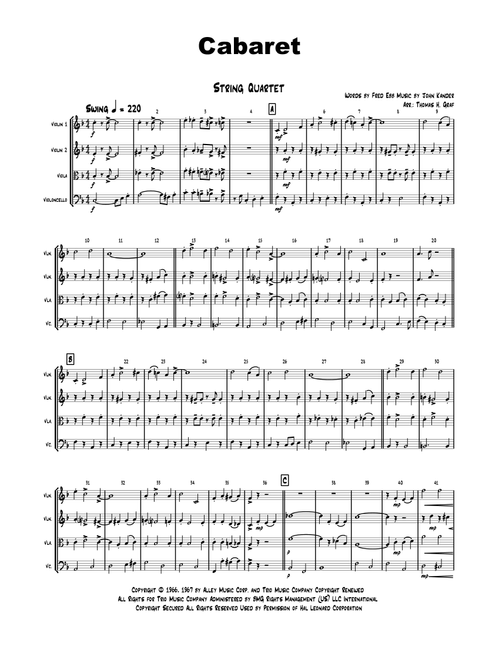 Cabaret (Arr. Thomas H. Graf) - Herb Alpert And The Tijuana Brass (String Quartet)