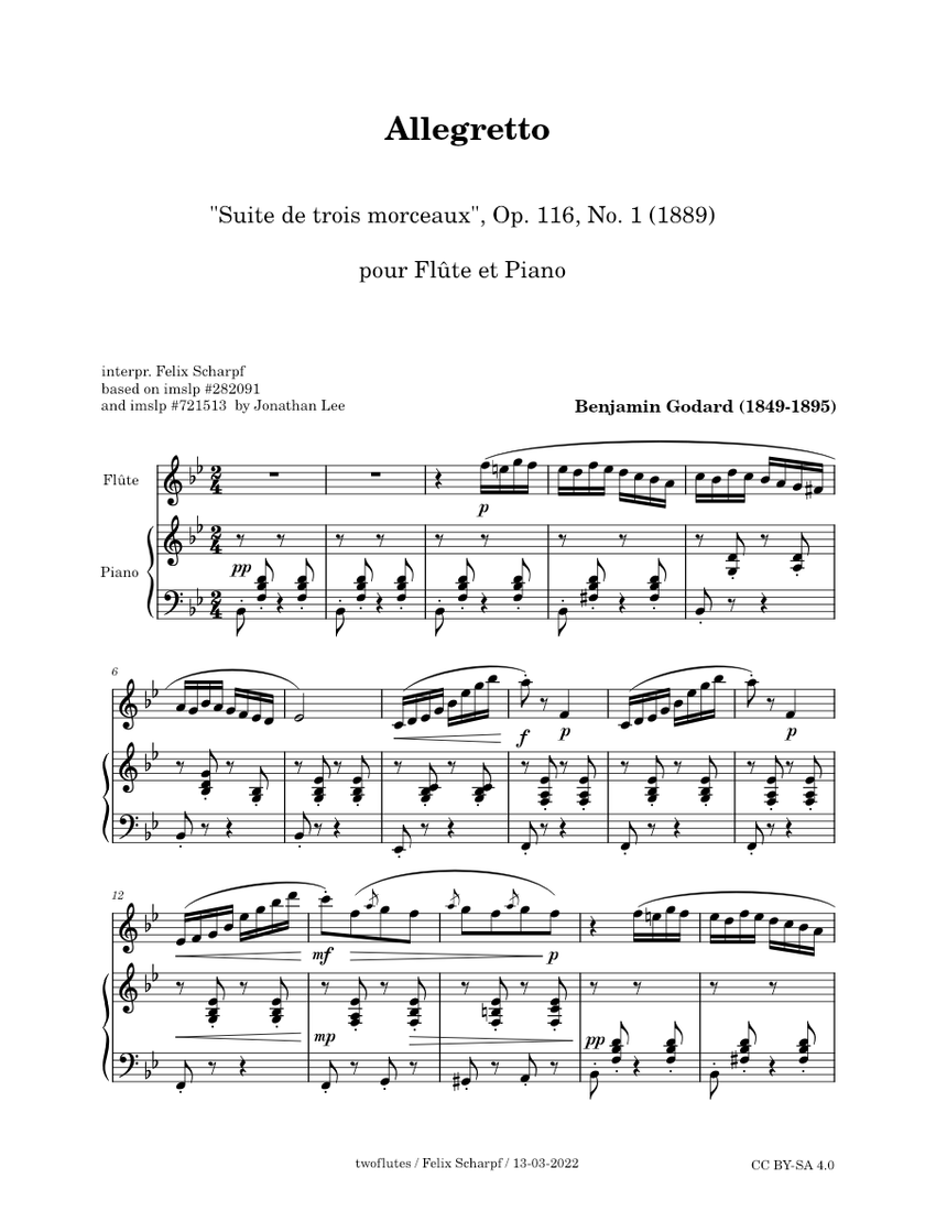 Suite de 3 morceaux Op. 116, No. 1 (Allegretto) Benjamin Godard