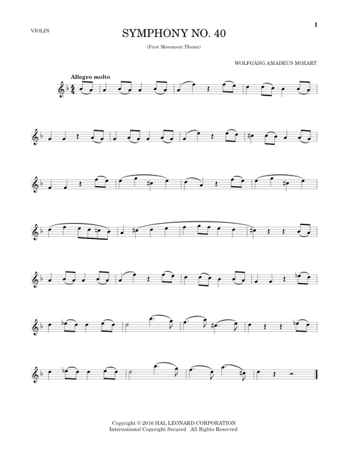 Symphony No. 40 In G Minor, First Movement Excerpt - Wolfgang Amadeus Mozart (Violin Solo)