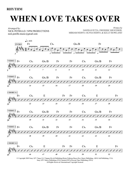 When Love Takes Over (Arr. Nick Petrillo) - Kelly Rowland (Lead Sheet - Fake Book)