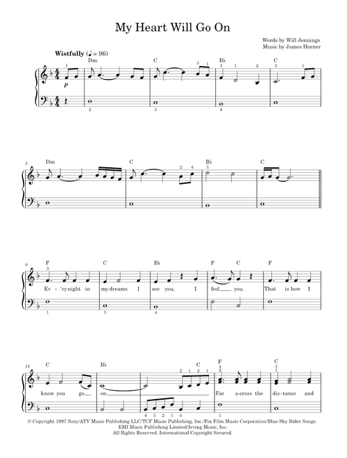 My Heart Will Go On (Love Theme from Titanic) - Celine Dion (Easy Piano)
