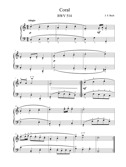 Coral - BWV 514 (Arr. Jofré Juan Pablo) - Johann Sebastian Bach (Piano Solo)