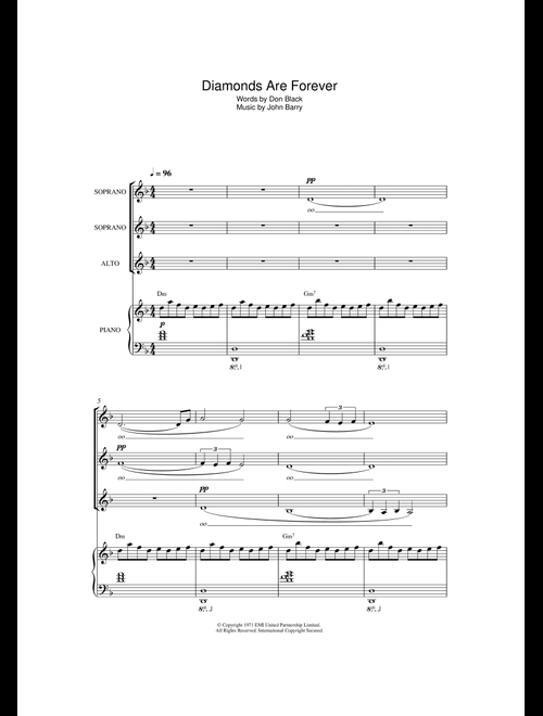 Diamonds Are Forever - Shirley Bassey (Choral, SSA)