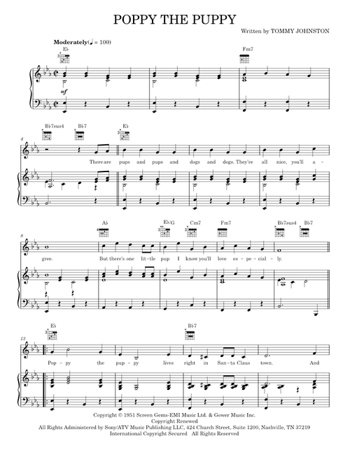 Poppy The Puppy - Gene Autry, Michael Carr (Piano-Vocal-Guitar)