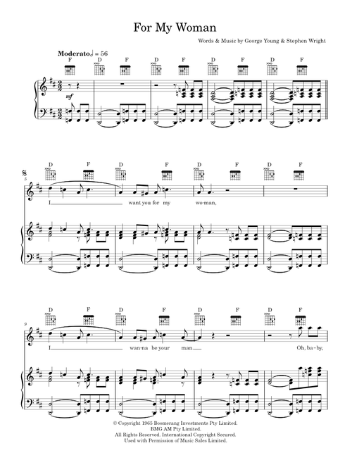 For My Woman - The Easybeats (Piano-Vocal-Guitar (Piano Accompaniment))