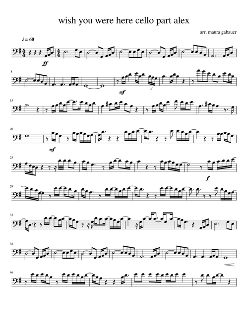Wish you were here – Pink Floyd wish you were here cello part alex