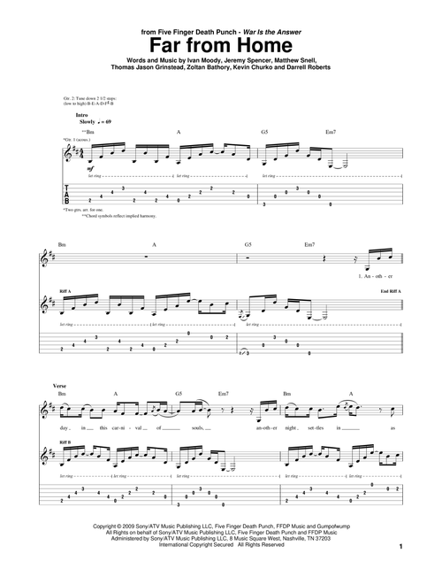 Far From Home - Five Finger Death Punch (Guitar Tab)
