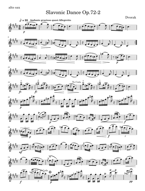 Dvořák Slavonic Dance Op.72 No.2 (Danse Slave, Slovanské Tance)