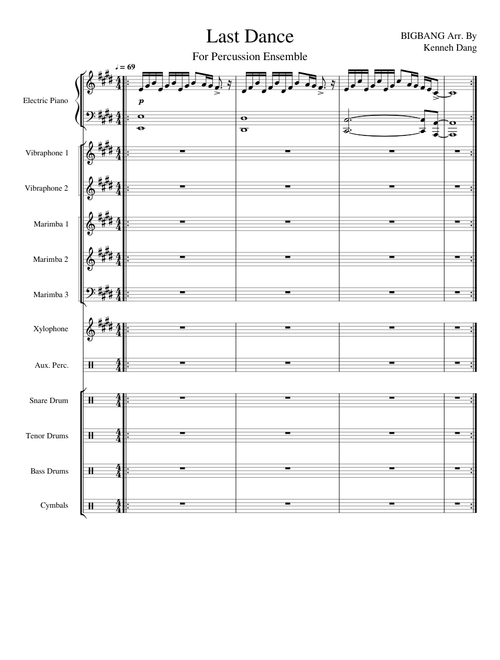 Last Dance by Bigbang Arranged for Percussion Ensemble