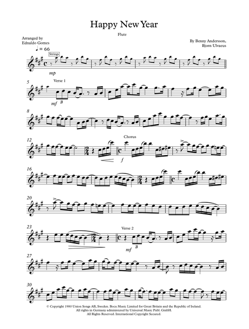 Happy New Year (Arr. Ednaldo Gomes) - ABBA (Flute Solo)