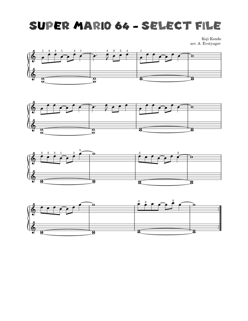 Super Mario 64 — Select File — easy piano — for complete beginners