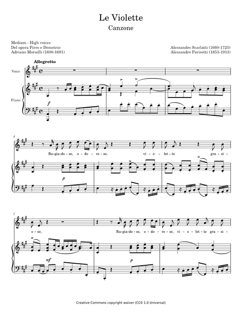 Le violette - LAM - high voice – Alessandro Scarlatti