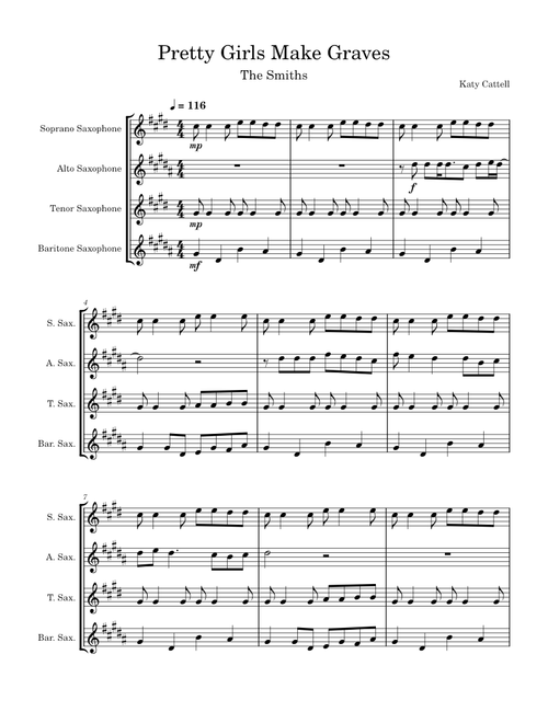 Pretty Girls Make Graves – The Smiths (for saxophone quartet)