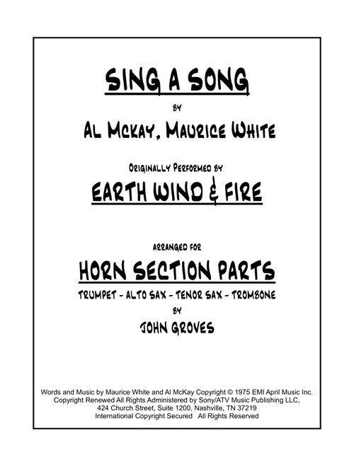 Sing A Song (Arr. John Groves) - Earth, Wind & Fire (Small Ensemble)